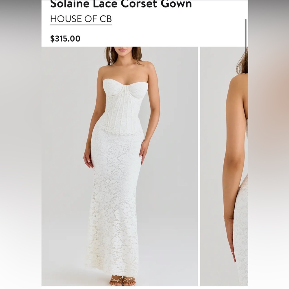 House of CB Ivory Lace Strapless Dress size small